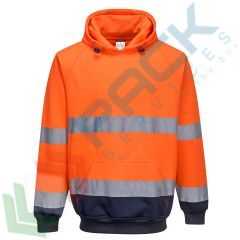 Felpa Hi-Vis, bicolore, con cappuccio, Colore: Arancione + Blu Navy, Taglia: L vendita, produzione, prezzi e offerte
