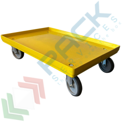 Carrello per cassette 60 x 40, piano chiuso, 4 ruote gomma, Tipologia: Carrello 60 x 40, Versione: Piano Chiuso, Colore: Giallo, Materiale Ruote: Gomma, Versione Ruote: 4 Sterzanti vendita, produzione, prezzi e offerte
