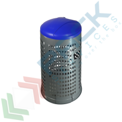 Trespolo rifiuti ECO 110 Lt, coperchio blu e fermasacco, Tipologia: Trespolo, Capacit&agrave;: 110 Lt, Chiusura: Coperchio a Cerniera, Versione: Anello Fermasacco, Colore: Grigio + Blu vendita, produzione, prezzi e offerte