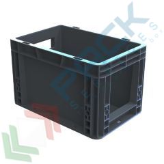 Cassa in PP-PCR con finestra, 7 Lt, 30 x 20 x 17 cm, Tipologia: Cassa Norma Europa, Versione: Base e Pareti Chiuse Con Finestra, Mis. Base (cm): 20 x 30, Altezza (cm): 17, Capacit&agrave;: 7 Lt, Contatto Diretto con Alimenti: NO, Colore: Grigio vendita, produzione, prezzi e offerte