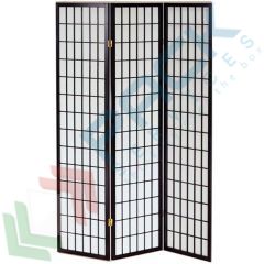 Paravento in legno e carta di riso, 3 ante ripiegabili, colore nero, Tipologia: Legno + Carta di Riso, Colore: Nero vendita, produzione, prezzi e offerte