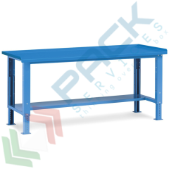 Banco da lavoro piano in acciaio, 200 cm, gambe regolabili, Tipologia: Banco Standard, Gambe: Regolabili, Materiale Piano: Acciaio, Larghezza (cm): 200, Versione: Senza Cassetti, Colore: Blu vendita, produzione, prezzi e offerte