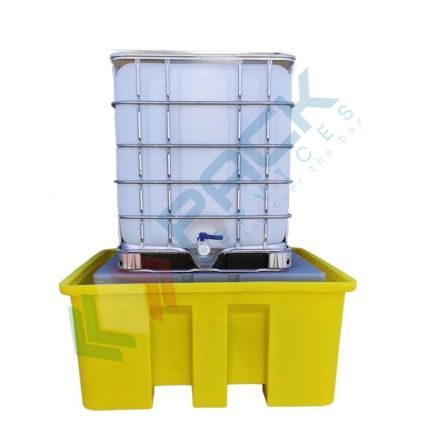 Vasca di contenimento liquidi in polietilene (PE) con supporto, ideale per 1 cisterna IBC, volume di raccolta 1350 Lt, Mis. 1600 L x 1550 P x 740 H mm, colore giallo, Tipologia: Vasca per Cisterne, Ideale per: 1 Cisterna, Versione: con Supporto, Materiale: Plastica, Volume di Raccolta (Lt): 1350 vendita, produzione, prezzi e offerte