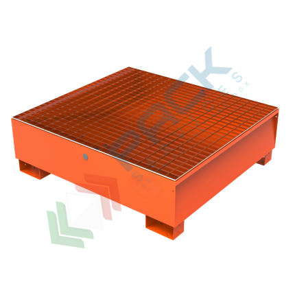 Vasca di contenimento liquidi in acciaio ideale per 4 fusti, volume di raccolta 300 Lt, Mis. 1300 L x 1200 P x 392 H mm, colore arancio RAL 2004, Tipologia: Vasca per Fusti, Ideale per: 4 Fusti, Versione: Standard, Materiale: Acciaio, Volume di Raccolta (Lt): 300 vendita, produzione, prezzi e offerte