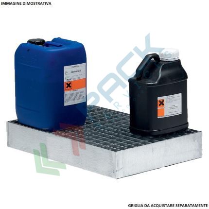 Vasca di contenimento liquidi in acciaio zincato, capacità 24 Lt, Mis. 600 L x 400 P x 100 H mm, ideale per taniche e piccoli contenitori, Tipologia: Vasca per Taniche e Contenitori, Ideale per: Taniche e Contenitori, Versione: Senza Griglia, Materiale: Acciaio, Volume di Raccolta (Lt): 24, 7 image vendita, produzione, prezzi e offerte