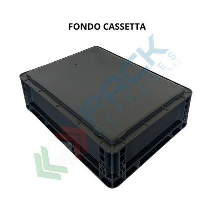 Cassetta in plastica riciclata (PP) sovrapponibile, 10 Lt, mis. 400 L x 300 P x 120 H mm, base e pareti chiuse, maniglie chiuse, Tipologia: Cassa Norma Europa, Versione: Base e Pareti Chiuse, Mis. Base (cm): 30 x 40, Altezza (cm): 12, Capacità: 10 Lt, Contatto Diretto con Alimenti: NO, Colore: Grigio, 13 image vendita, produzione, prezzi e offerte