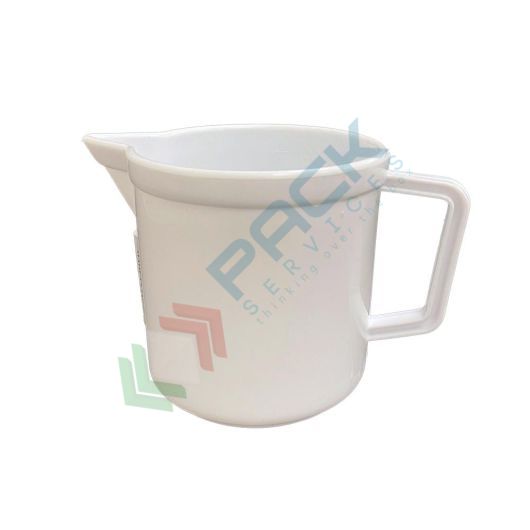 Caraffa graduata in plastica (PP), capacità 500 ml, tonda a forma bassa, Mis. Ø 100 x 100 H mm, colore bianco coprente (graduata internamente), Tipologia: Caraffa, Capacità: 500 ml, Colore: Bianco vendita, produzione, prezzi e offerte