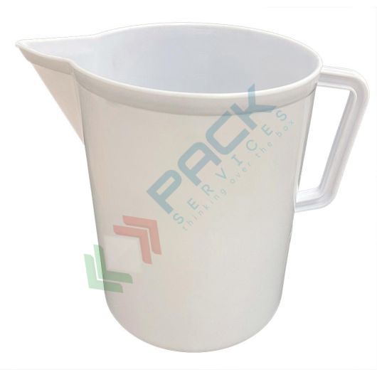 Caraffa graduata in plastica (PP), capacità 5000 ml, tonda a forma bassa, Mis. Ø 187 x 216 H mm, colore bianco coprente (graduata internamente), Tipologia: Caraffa, Capacità: 5000 ml, Colore: Bianco vendita, produzione, prezzi e offerte