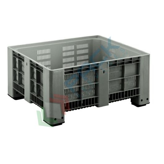 Cassa pallet in plastica (HDPE) 4 piedi, Mis. 1200 L x 1000 P x 580 H mm, portata 310 Kg, volume 650 Lt, Tipologia: Bins Forati, Volume (Lt): 650, Materiale: HDPE, Mis. Base (cm): 100 x 120, Altezza (cm): 58, Base: 4 Piedi, Versione: Standard vendita, produzione, prezzi e offerte