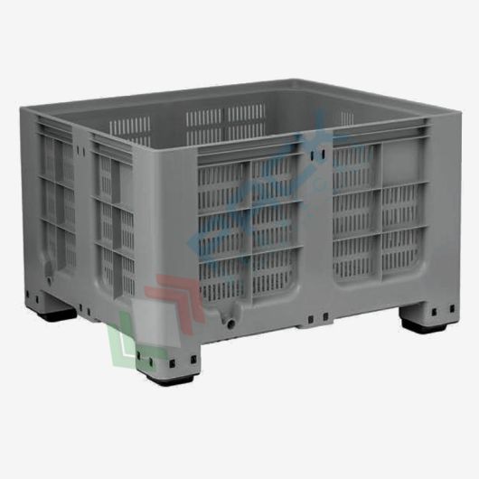 Cassa pallet in plastica (HDPE) 4 piedi, Mis. 1200 L x 1000 P x 760 H mm, portata 510 Kg, volume 610 Lt, Tipologia: Bins Forati, Volume (Lt): 610, Materiale: HDPE, Base: 4 Piedi, Mis. Base (cm): 100 x 120, Altezza (cm): 76, Versione: Standard vendita, produzione, prezzi e offerte