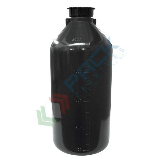 Bottiglia in plastica (PE), cilindrica a collo stretto, capacità 2000 ml, chiusura con tappo a vite e sottotappo (inclusi), grigio scuro, Tipologia: Cilindrica Bocca Stretta Nera (CCS-N), Capacità: 2000 ml, Colore: Grigio Scuro vendita, produzione, prezzi e offerte