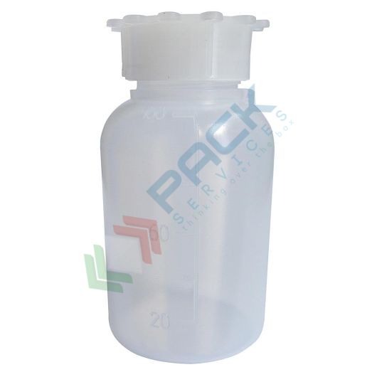 Bottiglia in plastica (PE), cilindrica a collo largo, capacità 100 ml, chiusura con tappo a vite e sottotappo (inclusi), Tipologia: Cilindrica Bocca Larga (CCL), Capacità: 100 ml, Colore: Neutro vendita, produzione, prezzi e offerte