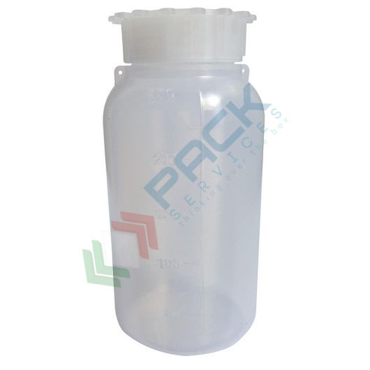 Bottiglia in plastica (PE), cilindrica a collo largo, capacità 250 ml, chiusura con tappo a vite e sottotappo (inclusi), Tipologia: Cilindrica Bocca Larga (CCL), Capacità: 250 ml, Colore: Neutro vendita, produzione, prezzi e offerte