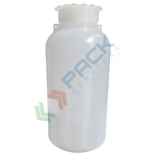 Bottiglia in plastica (PE), cilindrica a collo largo, capacità 500 ml, chiusura con tappo a vite e sottotappo (inclusi), Tipologia: Cilindrica Bocca Larga (CCL), Capacità: 500 ml, Colore: Neutro vendita, produzione, prezzi e offerte