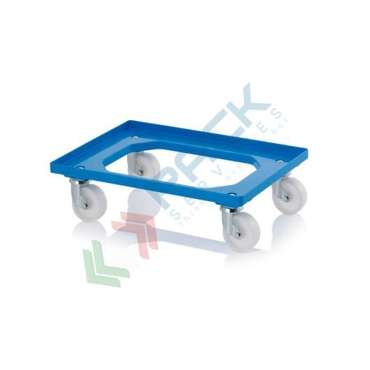 Carrello per cassette Norma Europa, Mis. 62 x 42 cm, 4 ruote in poliammide sterzanti, blu RAL 5015, Tipologia: Carrello Ruote Poliammide, Colore: Blu, Mis. Base (cm): 40 x 60, Versione: 4 Ruote Sterzanti vendita, produzione, prezzi e offerte