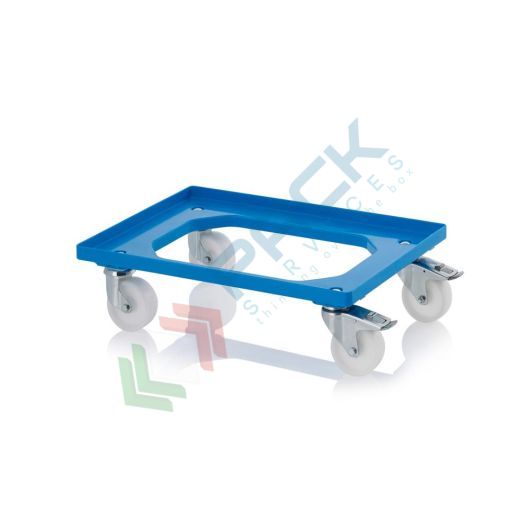 Carrello per cassette Norma Europa, Mis. 62 x 42 cm, 4 ruote in poliammide sterzanti con arresto ruota, blu RAL 5015, Tipologia: Carrello Ruote Poliammide, Colore: Blu, Mis. Base (cm): 40 x 60, Versione: 4 Ruote Sterzanti con Arresto Ruota vendita, produzione, prezzi e offerte
