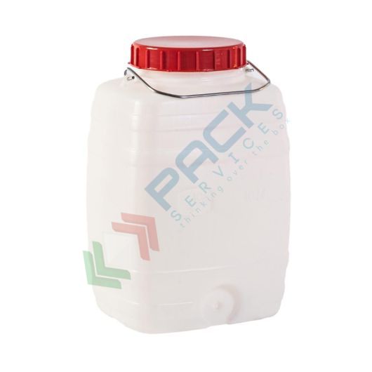 Bottiglione quadrato collo largo, in plastica (HDPE), capacità 10 Lt, maniglia in ferro e tappo a vite (incluso), Tipologia: Quadrato, Capacità: 10 Lt, Bocca: Stretta, Versione: Senza Rubinetto vendita, produzione, prezzi e offerte