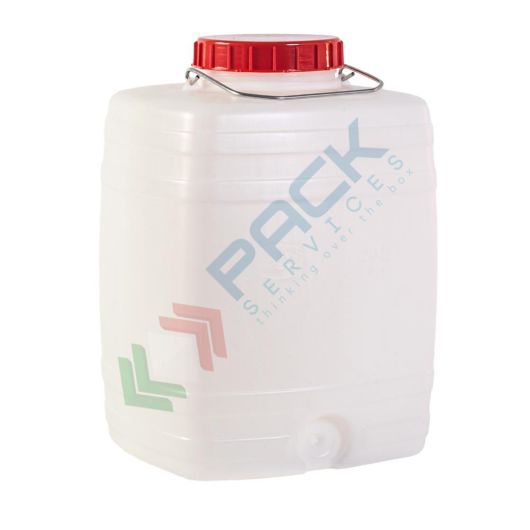 Bottiglione quadrato collo largo, in plastica (HDPE), capacità 20 Lt, maniglia in ferro e tappo a vite (incluso), Tipologia: Quadrato, Capacità: 20 Lt, Bocca: Stretta, Versione: Senza Rubinetto vendita, produzione, prezzi e offerte