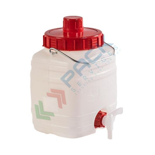 Bottiglione in plastica (HDPE), quadrato con collo largo e rubinetto, capacità 5 Lt, maniglia in ferro e tappo a vite (incluso), Tipologia: Quadrato, Capacità: 5 Lt, Bocca: Larga, Versione: con Rubinetto vendita, produzione, prezzi e offerte