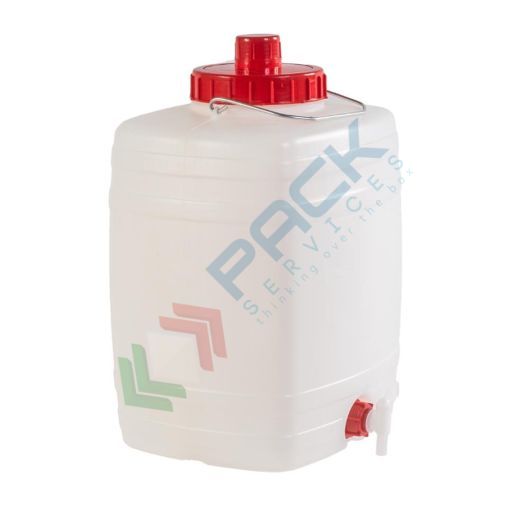 Bottiglione in plastica (HDPE), quadrato con collo largo e rubinetto, capacità 20 Lt, maniglia in ferro e tappo a vite (incluso), Tipologia: Quadrato, Capacità: 20 Lt, Bocca: Larga, Versione: con Rubinetto vendita, produzione, prezzi e offerte