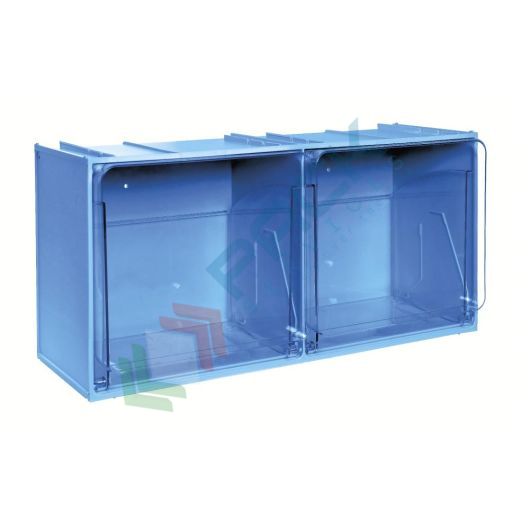 Cassettiera porta minuteria in plastica (PET), con 2 cassetti, Mis. 600 L x 240 P x 300 H mm, colore blu, Tipologia: Cassettiera Crystal Box, Colore: Blu, Cassetti nr.: 2, Versione: 600 L x 240 P x 300 H mm vendita, produzione, prezzi e offerte
