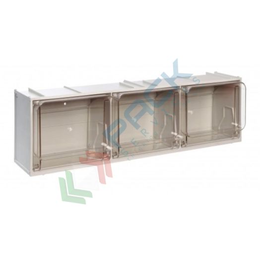 Cassettiera porta minuteria in plastica (PET), con 3 cassetti, Mis. 600 L x 155 P x 175 H mm, colore grigio chiaro, Tipologia: Cassettiera Crystal Box, Colore: Grigio Chiaro, Cassetti nr.: 3, Versione: 600 L x 155 P x 175 H mm vendita, produzione, prezzi e offerte