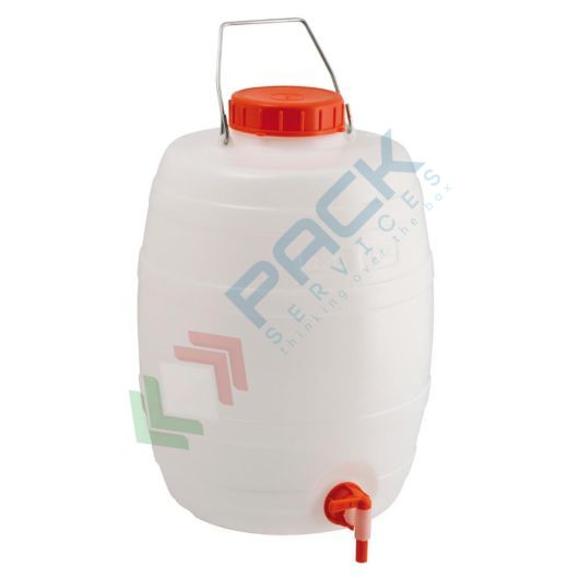 Bottiglione in plastica (HDPE), cilindrico con collo largo e rubinetto, capacità 20 Lt, maniglia in ferro e tappo a vite (incluso), Tipologia: Cilindrico, Capacità: 20 Lt, Bocca: Larga, Versione: con Rubinetto vendita, produzione, prezzi e offerte