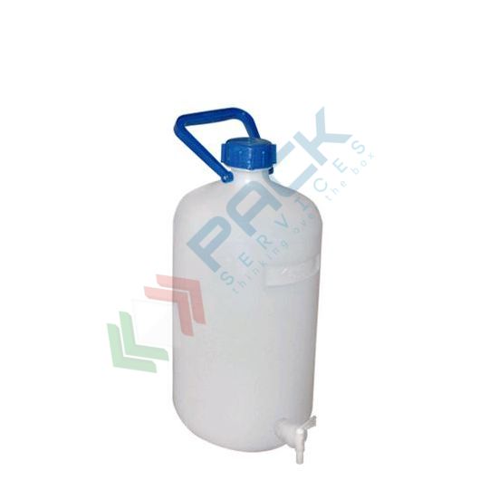 Bottiglione in plastica (HDPE), cilindrico con collo stretto e rubinetto, capacità 10 Lt, maniglia in plastica e tappo a vite (incluso), Tipologia: Cilindrico, Capacità: 10 Lt, Bocca: Stretta, Versione: con Rubinetto vendita, produzione, prezzi e offerte