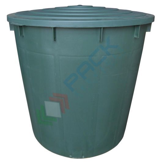 Bidone in plastica (HDPE) per la raccolta dell'acqua piovana, capacità 500 Lt, Mis. Ø 1040 x 890 H mm, colore verde (coperchio incluso) vendita, produzione, prezzi e offerte