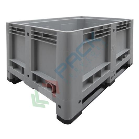 Cassa pallet in plastica (HDPE) 2 traverse, Mis. 1200 L x 800 P x 600 H mm, portata 250 Kg, volume 350 Lt, Tipologia: Bins Chiusi, Volume (Lt): 350, Materiale: HDPE, Mis. Base (cm): 80 x 120, Altezza (cm): 60, Base: 2 Traverse, Versione: Strong vendita, produzione, prezzi e offerte
