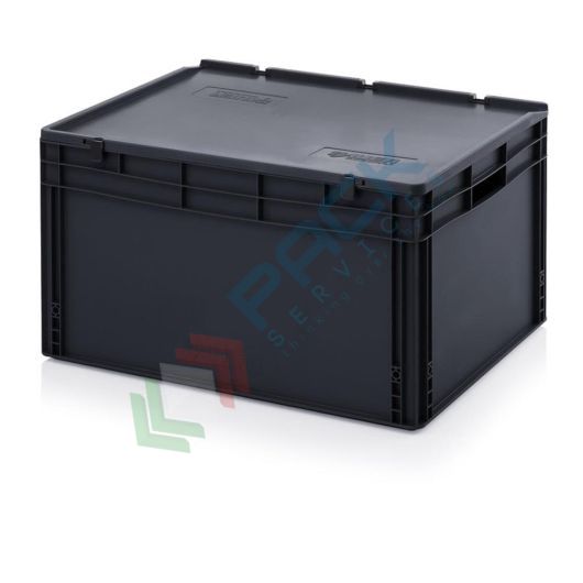 Cassetta in plastica (PP) conduttiva e antistatica, capacità 172 Lt, Mis. 800 L x 600 P x 440 H mm, coperchio integrato, Tipologia: Conduttive Antistatiche, Mis. Base (cm): 60 x 80, Altezza (cm): 44, Versione: Con Coperchio vendita, produzione, prezzi e offerte
