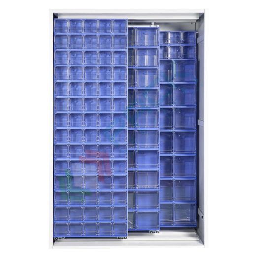 Armadio con cassettiere porta minuteria, capacità 120 cassetti, 2 pannelli fissi + 2 scorrevoli, colore blu, Tipologia: Armadio, Colore: Blu, Cassetti nr.: 120, Versione: 2 Pannelli Fissi + 2 Scorrevoli vendita, produzione, prezzi e offerte