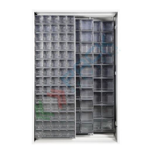 Armadio con cassettiere porta minuteria, capacità 154 cassetti, 2 pannelli fissi + 2 scorrevoli, colore grigio scuro, Tipologia: Armadio, Cassetti nr.: 154, Versione: 2 Pannelli Fissi + 2 Scorrevoli, Colore: Grigio Scuro vendita, produzione, prezzi e offerte