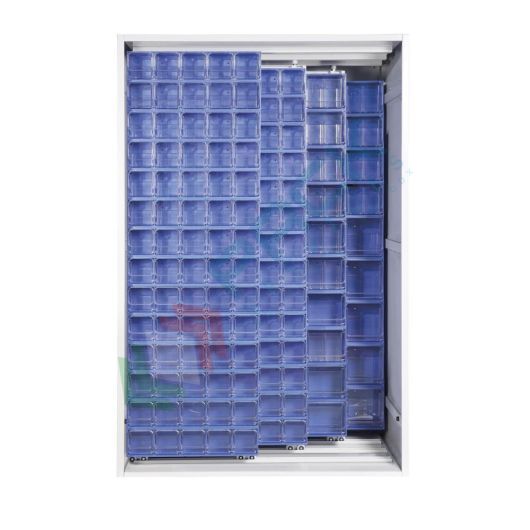 Armadio con cassettiere porta minuteria, capacità 224 cassetti, 2 pannelli fissi + 3 scorrevoli, colore blu, Tipologia: Armadio, Colore: Blu, Cassetti nr.: 224, Versione: 2 Pannelli Fissi + 3 Scorrevoli vendita, produzione, prezzi e offerte