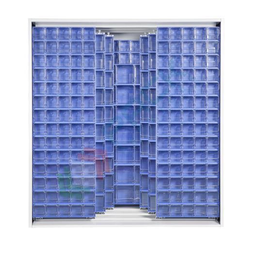 Armadio con cassettiere porta minuteria, capacità 261 cassetti, 3 pannelli fissi + 6 scorrevoli, colore blu, Tipologia: Armadio, Colore: Blu, Cassetti nr.: 261, Versione: 3 Pannelli Fissi + 6 Scorrevoli vendita, produzione, prezzi e offerte