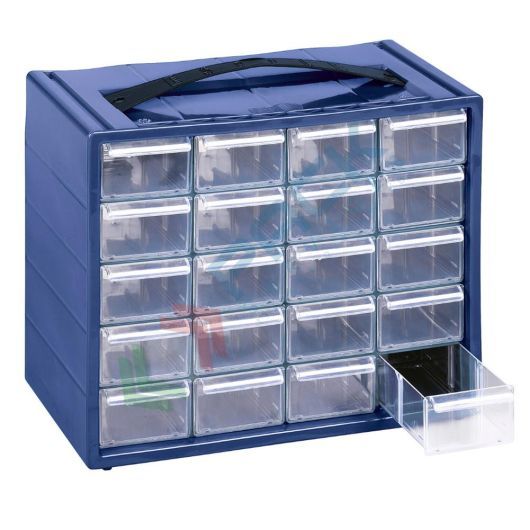 Cassettiera portaminuteria in plastica, 20 cassetti estraibili, mis. 290 L x 150 P x 225 H mm, colore blu, Tipologia: Cassettiera Standard, Cassetti nr.: 20, Versione: Formato Standard, Colore: Blu vendita, produzione, prezzi e offerte