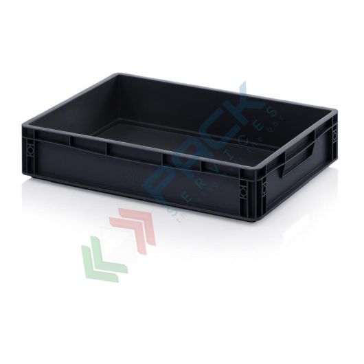 Cassetta in plastica (PP) conduttiva e antistatica, capacità 24 Lt, Mis. 600 L x 400 P x 120 H mm, Tipologia: Conduttive Antistatiche, Mis. Base (cm): 40 x 60, Altezza (cm): 12, Versione: Senza coperchio vendita, produzione, prezzi e offerte