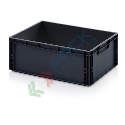Cassetta in plastica (PP) conduttiva e antistatica, capacità 45 Lt, Mis. 600 L x 400 P x 220 H mm, Tipologia: Conduttive Antistatiche, Mis. Base (cm): 40 x 60, Altezza (cm): 22, Versione: Senza coperchio vendita, produzione, prezzi e offerte
