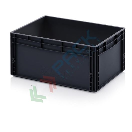 Cassetta in plastica (PP) conduttiva e antistatica, capacità 56 Lt, Mis. 600 L x 400 P x 270 H mm, Tipologia: Conduttive Antistatiche, Mis. Base (cm): 40 x 60, Altezza (cm): 27, Versione: Senza coperchio vendita, produzione, prezzi e offerte