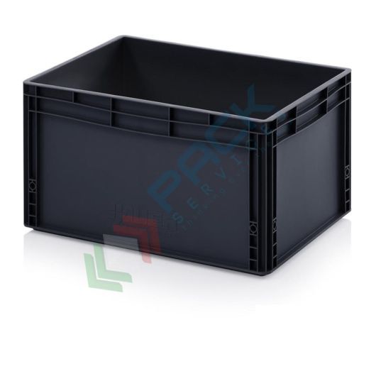 Cassetta in plastica (PP) conduttiva e antistatica, capacità 66 Lt, Mis. 600 L x 400 P x 320 H mm, Tipologia: Conduttive Antistatiche, Mis. Base (cm): 40 x 60, Altezza (cm): 32, Versione: Senza coperchio vendita, produzione, prezzi e offerte