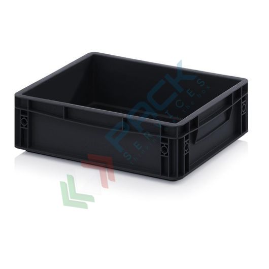 Cassetta in plastica (PP) conduttiva e antistatica, capacità 10 Lt, Mis. 400 L x 300 P x 120 H mm, Tipologia: Conduttive Antistatiche, Mis. Base (cm): 30 x 40, Altezza (cm): 12, Versione: Senza coperchio vendita, produzione, prezzi e offerte
