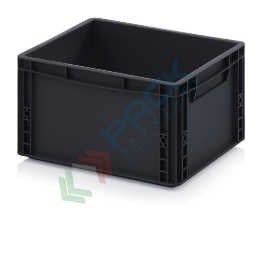 Cassetta in plastica (PP) conduttiva e antistatica, capacità 20 Lt, Mis. 400 L x 300 P x 220 H mm, Tipologia: Conduttive Antistatiche, Mis. Base (cm): 30 x 40, Altezza (cm): 22, Versione: Senza coperchio vendita, produzione, prezzi e offerte