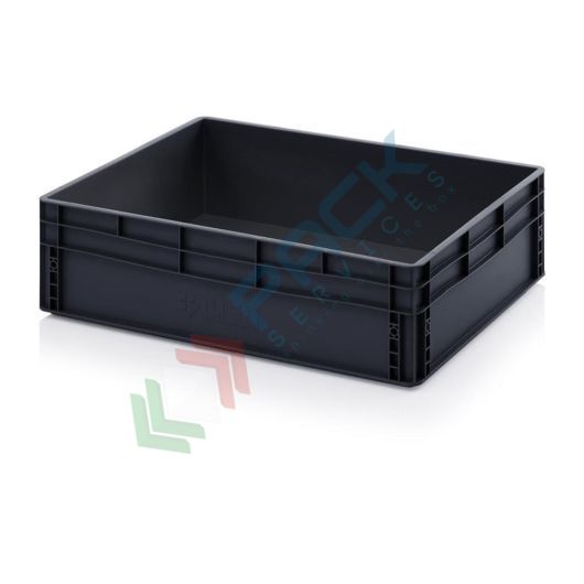 Cassetta in plastica (PP) conduttiva e antistatica, capacità 87 Lt, Mis. 800 L x 600 P x 220 H mm, Tipologia: Conduttive Antistatiche, Mis. Base (cm): 60 x 80, Altezza (cm): 22, Versione: Senza coperchio vendita, produzione, prezzi e offerte