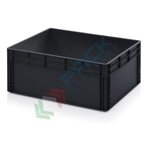 Cassetta in plastica (PP) conduttiva e antistatica, capacità 130 Lt, Mis. 800 L x 600 P x 320 H mm, Tipologia: Conduttive Antistatiche, Mis. Base (cm): 60 x 80, Altezza (cm): 32, Versione: Senza coperchio vendita, produzione, prezzi e offerte
