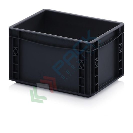 Cassetta in plastica (PP) conduttiva e antistatica, capacità 7,6 Lt, Mis. 300 L x 200 P x 170 H mm, Tipologia: Conduttive Antistatiche, Mis. Base (cm): 20 x 30, Altezza (cm): 17, Versione: Senza coperchio vendita, produzione, prezzi e offerte