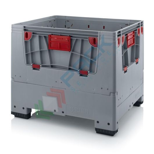 Cassa pallet in plastica (HDPE), pareti con sportelli abbattibili, 4 piedi, Mis. 1200 L x 1000 P x 1000 H mm, volume 900 Lt, Tipologia: Bins Pieghevoli, Volume (Lt): 900, Materiale: HDPE, Mis. Base (cm): 100 x 120, Altezza (cm): 100, Base: 4 Piedi, Versione: 4 Vani d'Accesso vendita, produzione, prezzi e offerte