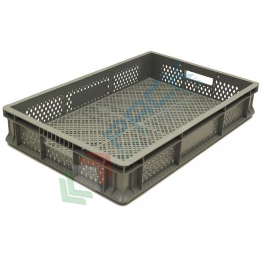 Cassetta in plastica (PP) sovrapponibile per alimenti, 17 Lt, mis. 600 L x 400 P x 90 H mm, base e pareti forate, maniglie passanti, Tipologia: Forate, Per Alimenti: SI, Mis. Base (cm): 40 x 60, Altezza (cm): 9 vendita, produzione, prezzi e offerte