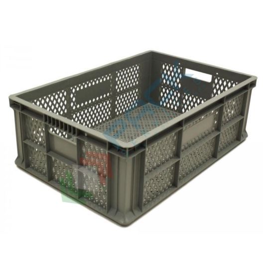 Cassetta in plastica (PP) sovrapponibile per alimenti, 38 Lt, mis. 600 L x 400 P x 190 H mm, base e pareti forate, maniglie passanti, Tipologia: Forate, Per Alimenti: SI, Mis. Base (cm): 40 x 60, Altezza (cm): 19 vendita, produzione, prezzi e offerte