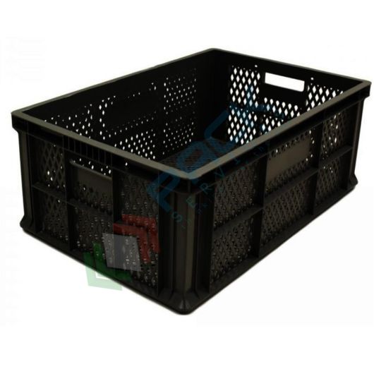 Cassetta in plastica (PP) sovrapponibile, 42 Lt, mis. 600 L x 400 P x 220 H mm, base e pareti forate, maniglie passanti, Tipologia: Forate, Per Alimenti: NO, Mis. Base (cm): 40 x 60, Altezza (cm): 22 vendita, produzione, prezzi e offerte