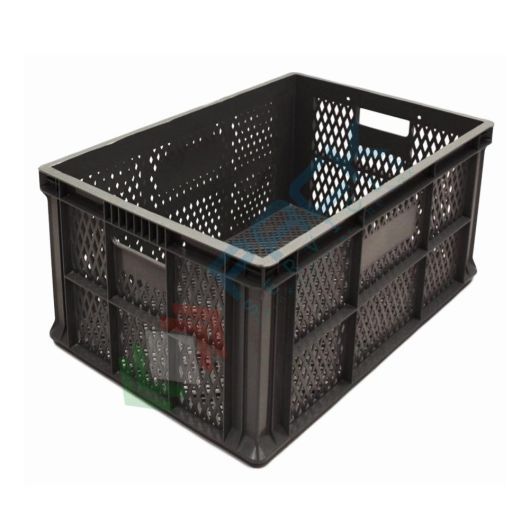 Cassetta in plastica (PP) sovrapponibile, 65 Lt, mis. 600 L x 400 P x 330 H mm, base e pareti forate, maniglie passanti, Tipologia: Forate, Per Alimenti: NO, Mis. Base (cm): 40 x 60, Altezza (cm): 33 vendita, produzione, prezzi e offerte